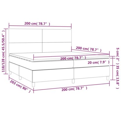 Boxspringbett mit Matratze & LED Creme 200x200 cm Stoff - Image 8