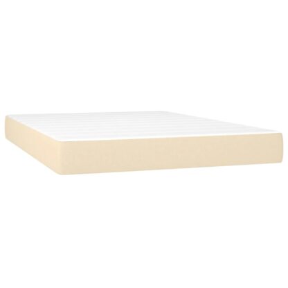 Boxspringbett mit Matratze & LED Creme 140x190 cm Stoff - Image 6