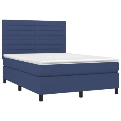 Boxspringbett mit Matratze & LED Blau 140x200 cm Stoff - Image 3