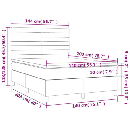 Boxspringbett mit Matratze & LED Blau 140x200 cm Stoff - Image 8