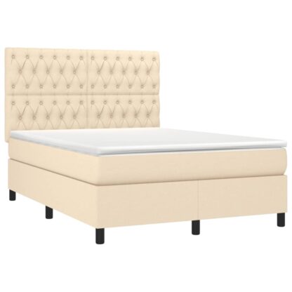 Boxspringbett mit Matratze & LED Creme 140x200 cm Stoff - Image 3