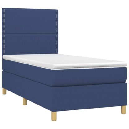 Boxspringbett mit Matratze & LED Blau 90x200 cm Stoff - Image 3