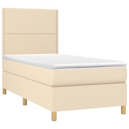 Boxspringbett mit Matratze & LED Creme 100x200 cm Stoff - Image 3