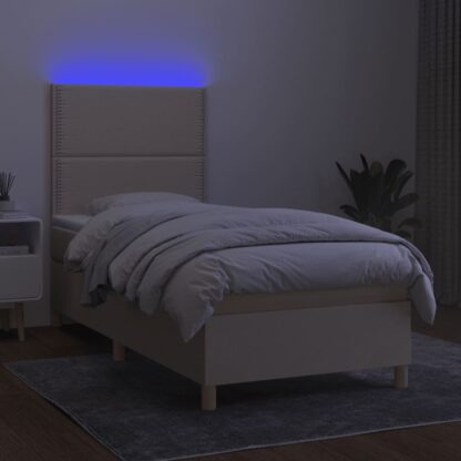 Boxspringbett mit Matratze & LED Creme 100x200 cm Stoff - Image 4