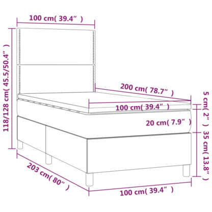 Boxspringbett mit Matratze & LED Creme 100x200 cm Stoff - Image 8