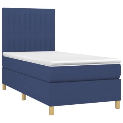 Boxspringbett mit Matratze & LED Blau 90x200 cm Stoff - Image 3