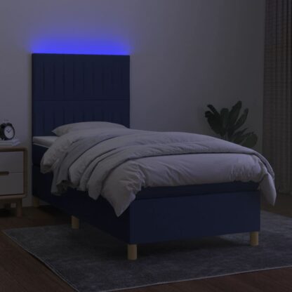Boxspringbett mit Matratze & LED Blau 90x200 cm Stoff - Image 4