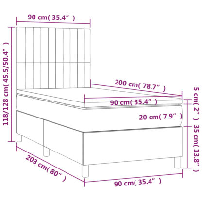 Boxspringbett mit Matratze & LED Blau 90x200 cm Stoff - Image 8