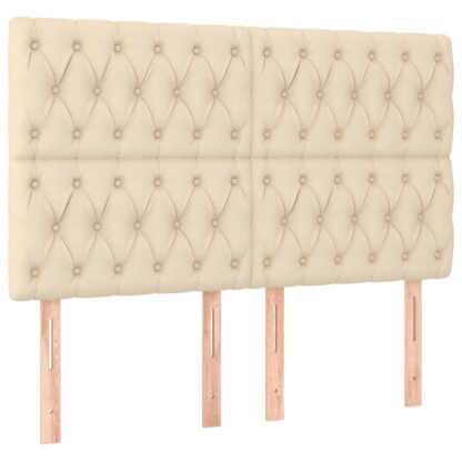 Boxspringbett mit Matratze & LED Creme 140x190 cm Stoff - Image 7