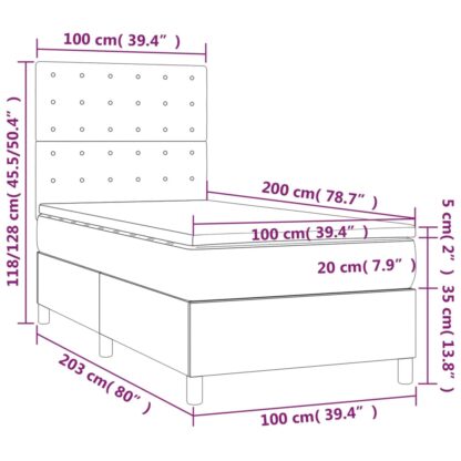 Boxspringbett mit Matratze & LED Creme 100x200 cm Stoff - Image 8