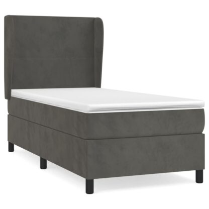 Boxspringbett mit Matratze Dunkelgrau 90x200 cm Samt - Image 2