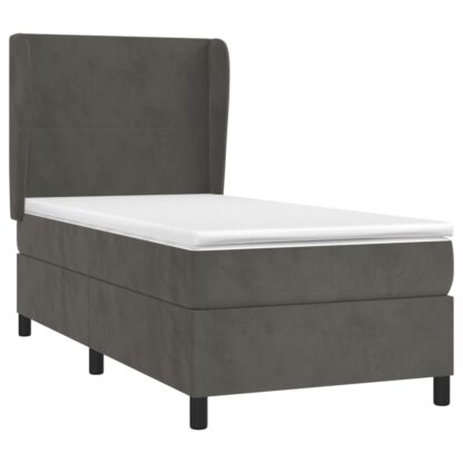 Boxspringbett mit Matratze Dunkelgrau 90x200 cm Samt - Image 3
