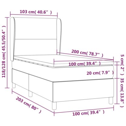 Boxspringbett mit Matratze Dunkelgrün 100x200 cm Samt - Image 7