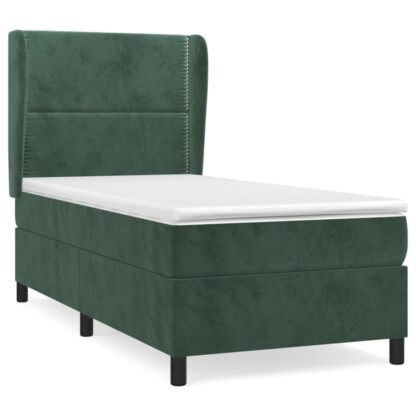 Boxspringbett mit Matratze Dunkelgrün 100x200 cm Samt - Image 2