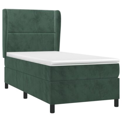 Boxspringbett mit Matratze Dunkelgrün 100x200 cm Samt - Image 3