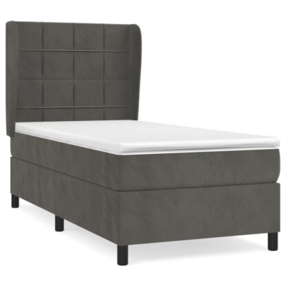 Boxspringbett mit Matratze Dunkelgrau 90x200 cm Samt - Image 2