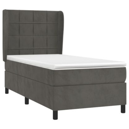 Boxspringbett mit Matratze Dunkelgrau 90x200 cm Samt - Image 3