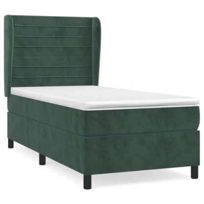 Boxspringbett mit Matratze Dunkelgrün 100x200 cm Samt - Image 2
