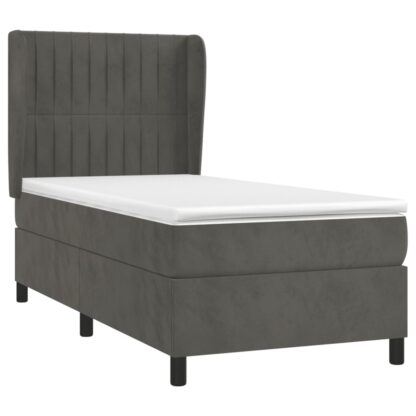 Boxspringbett mit Matratze Dunkelgrau 90x200 cm Samt - Image 3