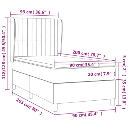 Boxspringbett mit Matratze Dunkelgrau 90x200 cm Samt - Image 7