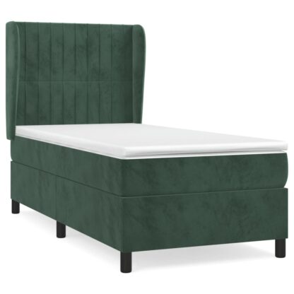 Boxspringbett mit Matratze Dunkelgrün 100x200 cm Samt - Image 2