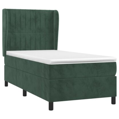 Boxspringbett mit Matratze Dunkelgrün 100x200 cm Samt - Image 3