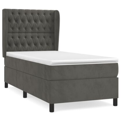 Boxspringbett mit Matratze Dunkelgrau 90x200 cm Samt - Image 2