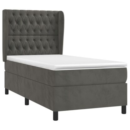 Boxspringbett mit Matratze Dunkelgrau 90x200 cm Samt - Image 3