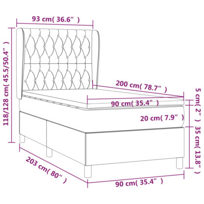 Boxspringbett mit Matratze Dunkelgrau 90x200 cm Samt - Image 7