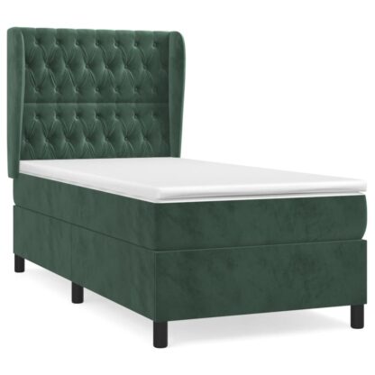 Boxspringbett mit Matratze Dunkelgrün 100x200 cm Samt - Image 2