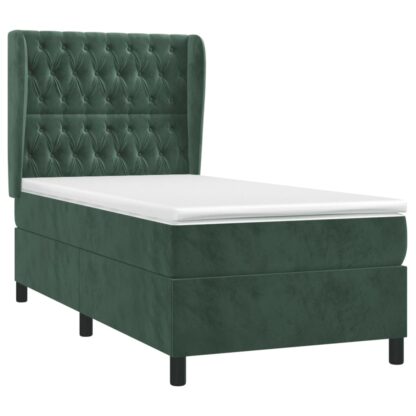 Boxspringbett mit Matratze Dunkelgrün 100x200 cm Samt - Image 3