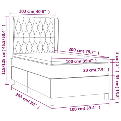 Boxspringbett mit Matratze Dunkelgrün 100x200 cm Samt - Image 7