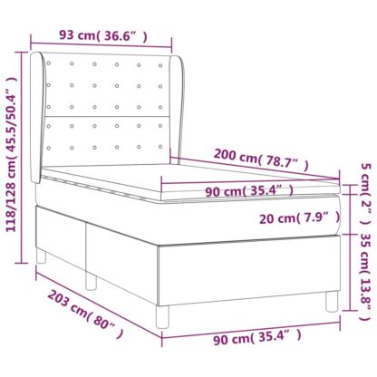 Boxspringbett mit Matratze Dunkelgrau 90x200 cm Samt - Image 7