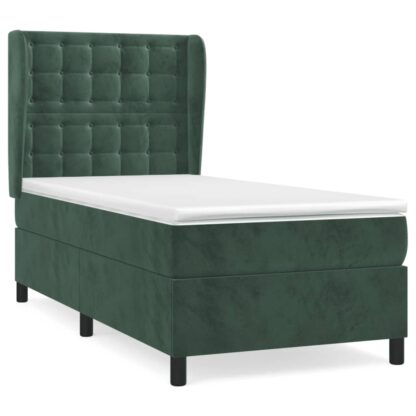Boxspringbett mit Matratze Dunkelgrün 100x200 cm Samt - Image 2