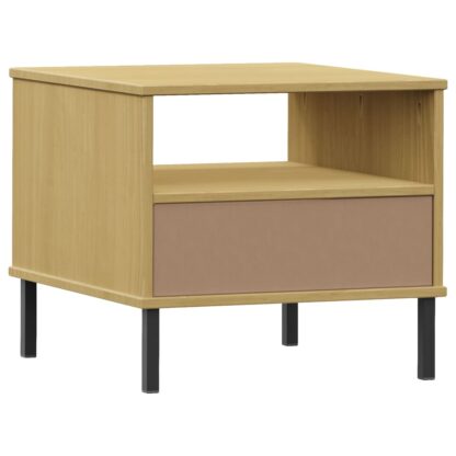 Nachttisch OSLO mit Metallbeinen Braun Massivholz Kiefer - Image 7