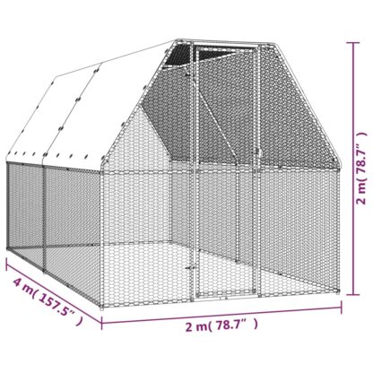 Outdoor-Hühnerkäfig 2x4x2 m Verzinkter Stahl - Image 5