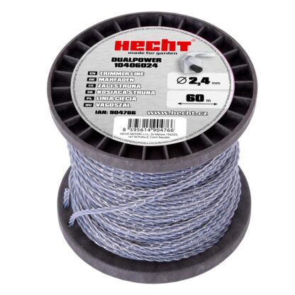 HECHT 10406024 2.4 mm x 60 m, Quadratischer Ersatzfaden DUAL POWER Rasentrimmer