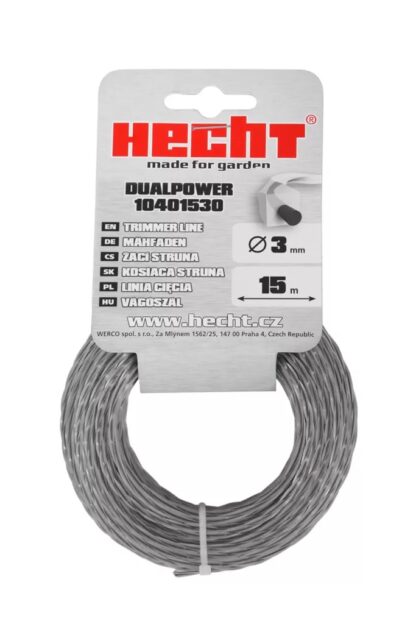 HECHT 10401530 3 mm x 15 m, Quadratischer Ersatzfaden DUAL POWER Rasentrimmer