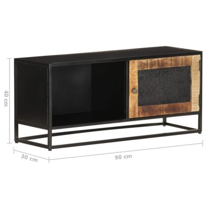 TV-Schrank 90x30x40 cm Raues Mangoholz - Image 6
