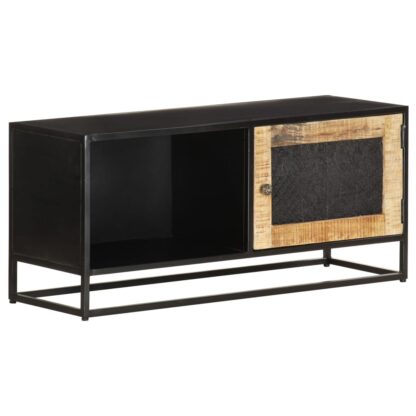 TV-Schrank 90x30x40 cm Raues Mangoholz - Image 9