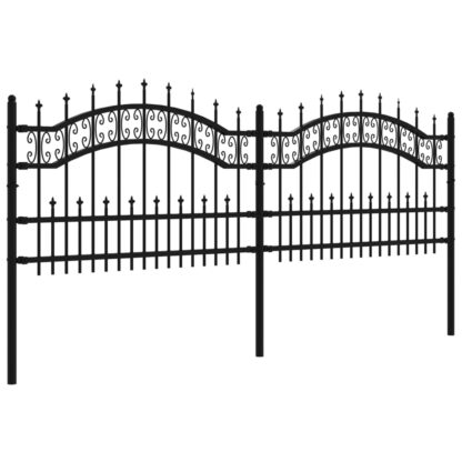 Gartenzaun mit Speerspitzen Schwarz 115 cm Stahl - Image 3