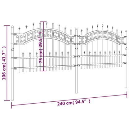 Gartenzaun mit Speerspitzen Schwarz 115 cm Stahl - Image 6