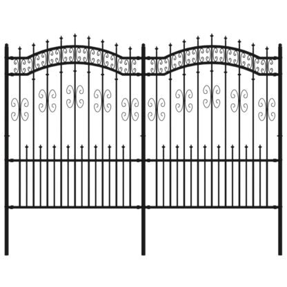Gartenzaun mit Speerspitzen Schwarz 190 cm Stahl - Image 2
