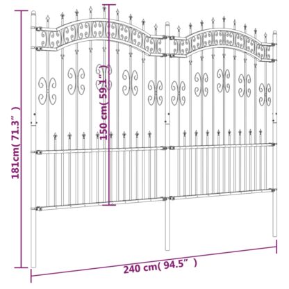 Gartenzaun mit Speerspitzen Schwarz 190 cm Stahl - Image 6