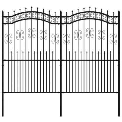 Gartenzaun mit Speerspitzen Schwarz 222 cm Stahl - Image 2