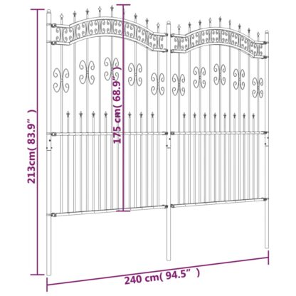 Gartenzaun mit Speerspitzen Schwarz 222 cm Stahl - Image 6