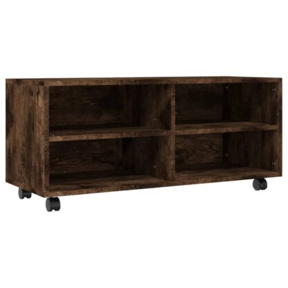 TV-Schrank mit Rollen Räuchereiche 90x35x35 cm Holzwerkstoff - Image 2