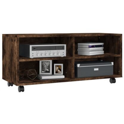 TV-Schrank mit Rollen Räuchereiche 90x35x35 cm Holzwerkstoff - Image 3