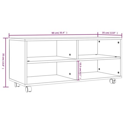 TV-Schrank mit Rollen Räuchereiche 90x35x35 cm Holzwerkstoff - Image 7