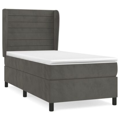 Boxspringbett mit Matratze Dunkelgrau 90x200 cm Samt - Image 2